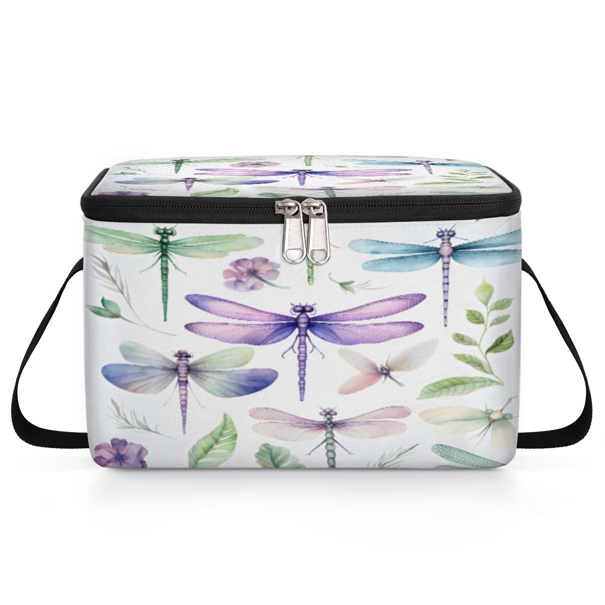 GzLeyigou Colorful Dragonfly Lunch Bags for Women Men 9 Cans, Hot & Cold Food Delivery Bag Insulated Grocery Bag Insulated Lunch Box Dragonfly Cooler Bag for Office Work Picnic Beach