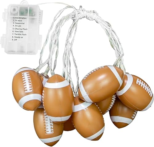 Miniatura 6 de YEAMAR Guirnalda de luces de fútbol de 13 pies20 LED alimentadas por pilas para decoración de habitación de niños, luces decorativas de fiesta