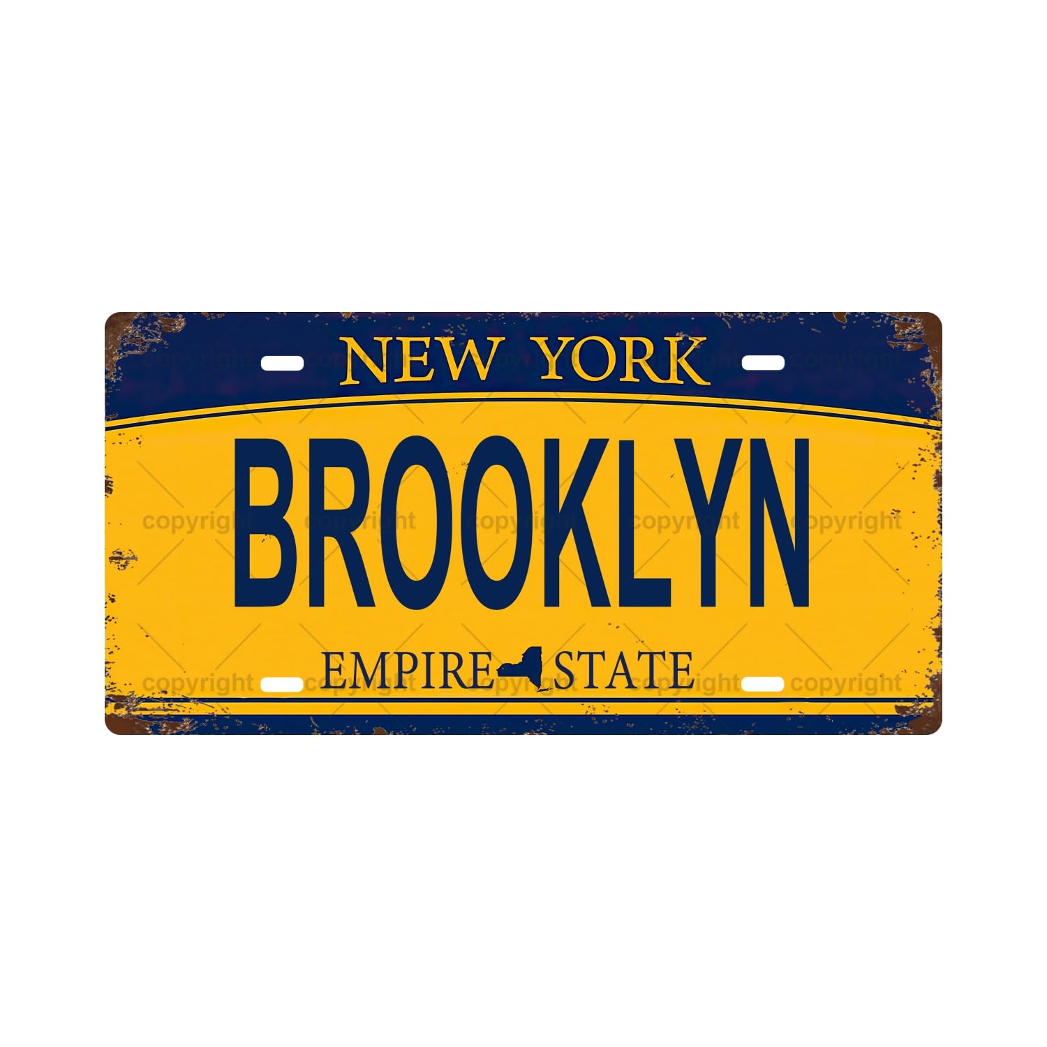 Yaasimoule Metal Brooklyn Vintage Tin Sign, License Plate 12 X 6 Inch