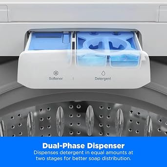 Midea MLTW44A4BWW 4.4 Cf Top Load Washer Agitator Stainless Tub