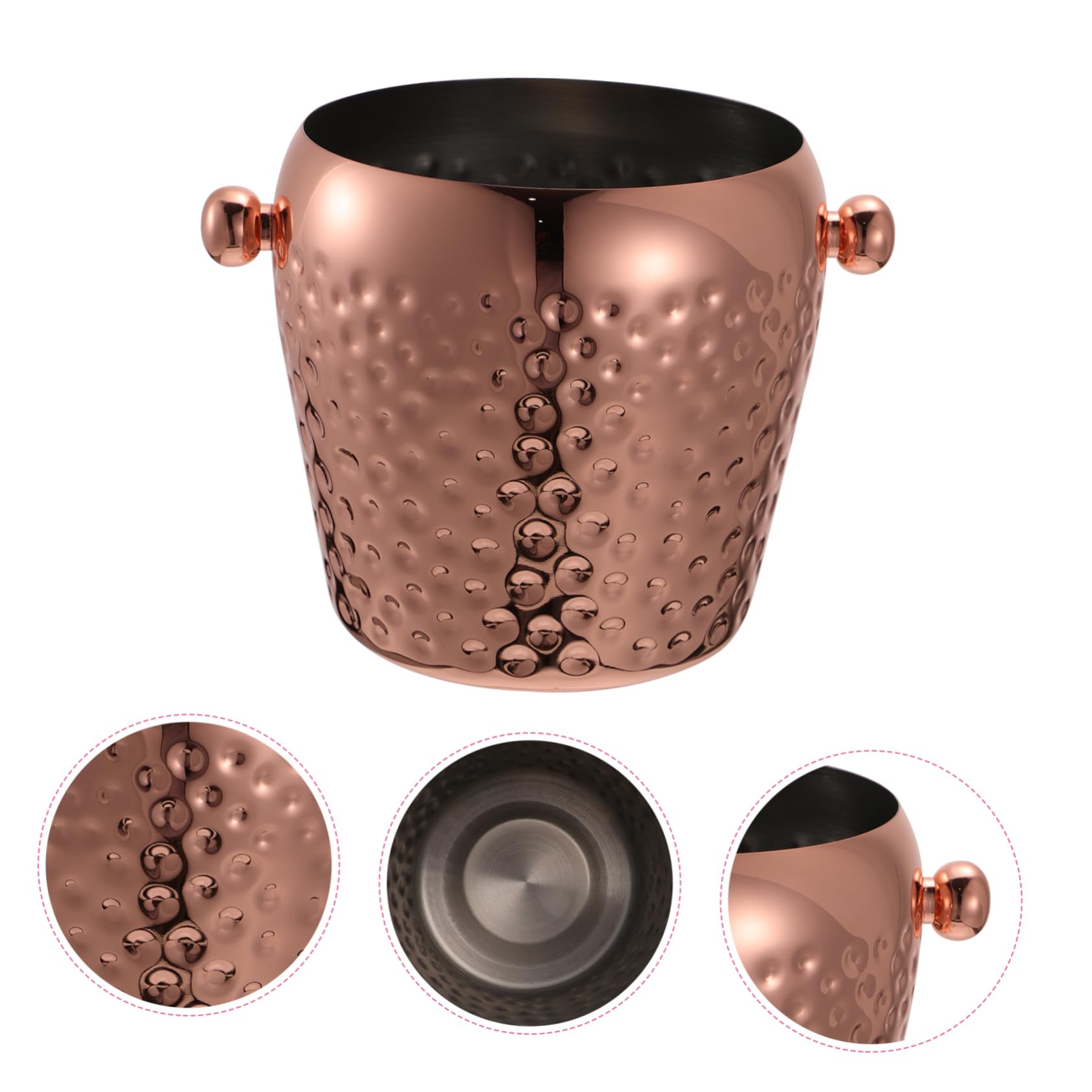 Seau à glace Seau à vin, Lot de 3 seaux à glace portables en acier inoxydable for boissons, en cuivre, for Moscow Mule, for refroidir les tasses, for faire des glaçons, for faire des fêtes, en or rose
