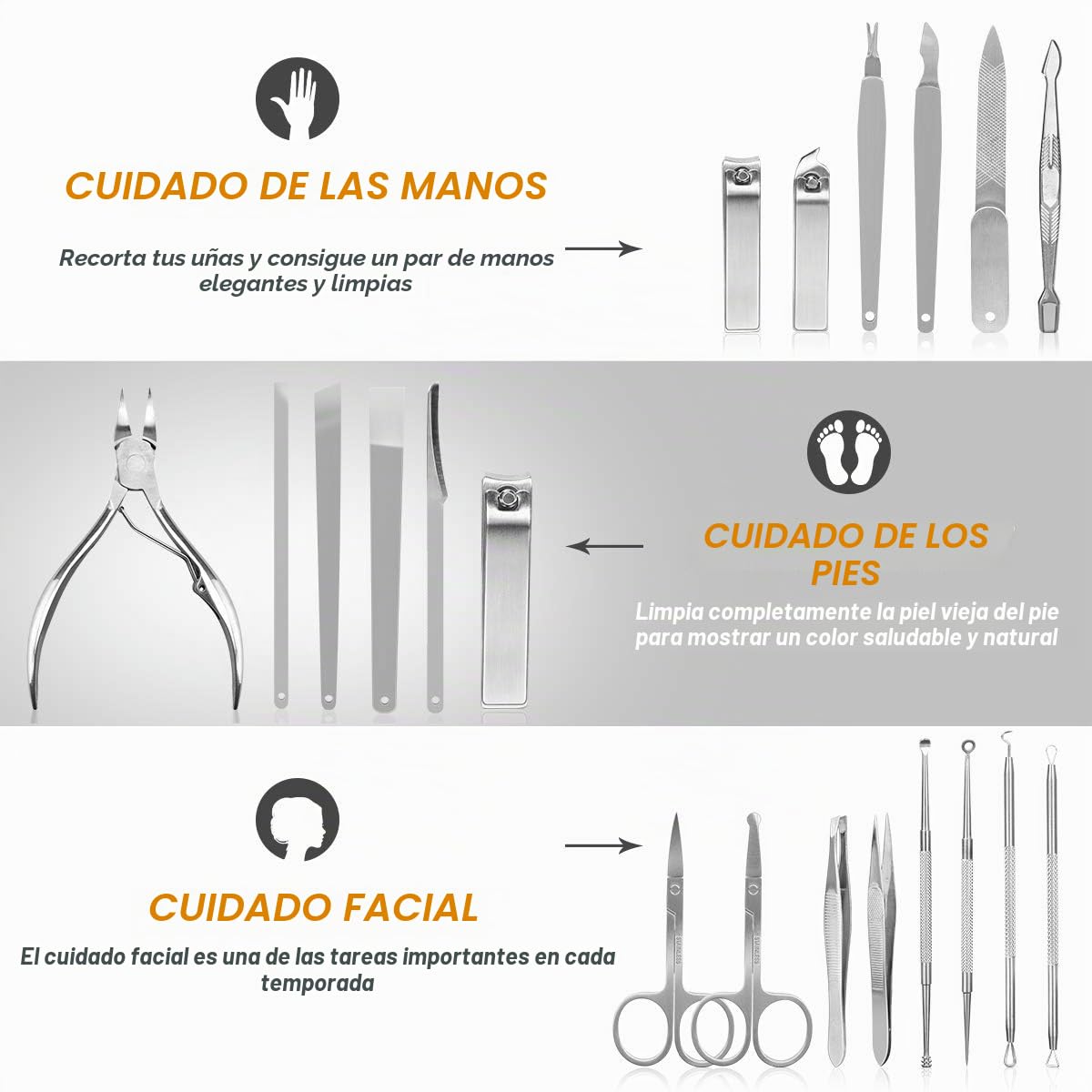 Set de manicura, CestMall 21pcs Kit de pedicura para cortaúñas Kit de manicura profesional de acero inoxidable para hombres Mujeres Herramientas para el cuidado de las uñas Kits de aseo personal