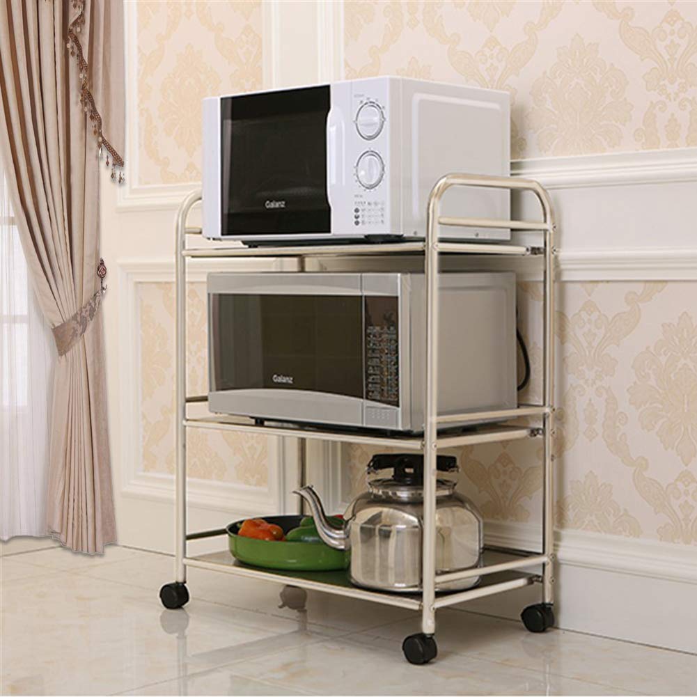 CLIPOP Carrello a rotelle in acciaio inox con 3 livelli, per cucina, hotel, ristoranti, case di cura, 35 x 60 x 75 cm