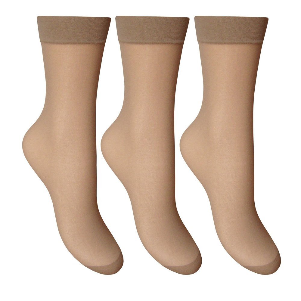 Mytoptrendz® Women's Socks Soft Sheer Ankle Highs Girls Ladies Anklets Pop Socks with Comfortable Cuff - 3 pair pack (Natural Tan) Natural Tan