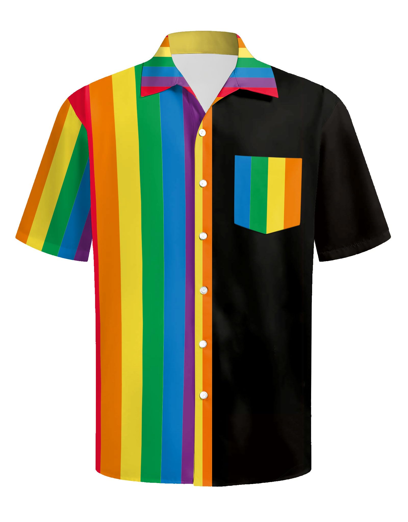 VVNTY Pride, camicia da uomo LGBTQ arcobaleno con bottoni, estiva, gay, LGBT, a maniche corte