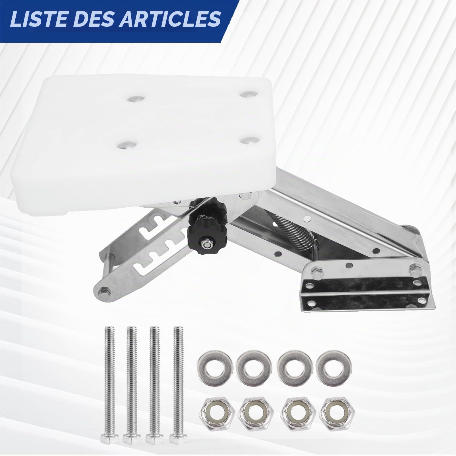 Support de moteur hors-bord, support de moteur hors-bord à 2 temps, charge maximale de 7,5 HP à 20 CV, support de moteur de bateau réglable en acier inoxydable 304 – Blanc