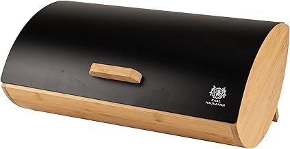 Kitchen Bread Box with Lid – Black Bamboo Bread Bin – Modern Bread Bin – Metal Bread Box – Bread Box – Bread Box – 35 x 25 x 15.5 cm