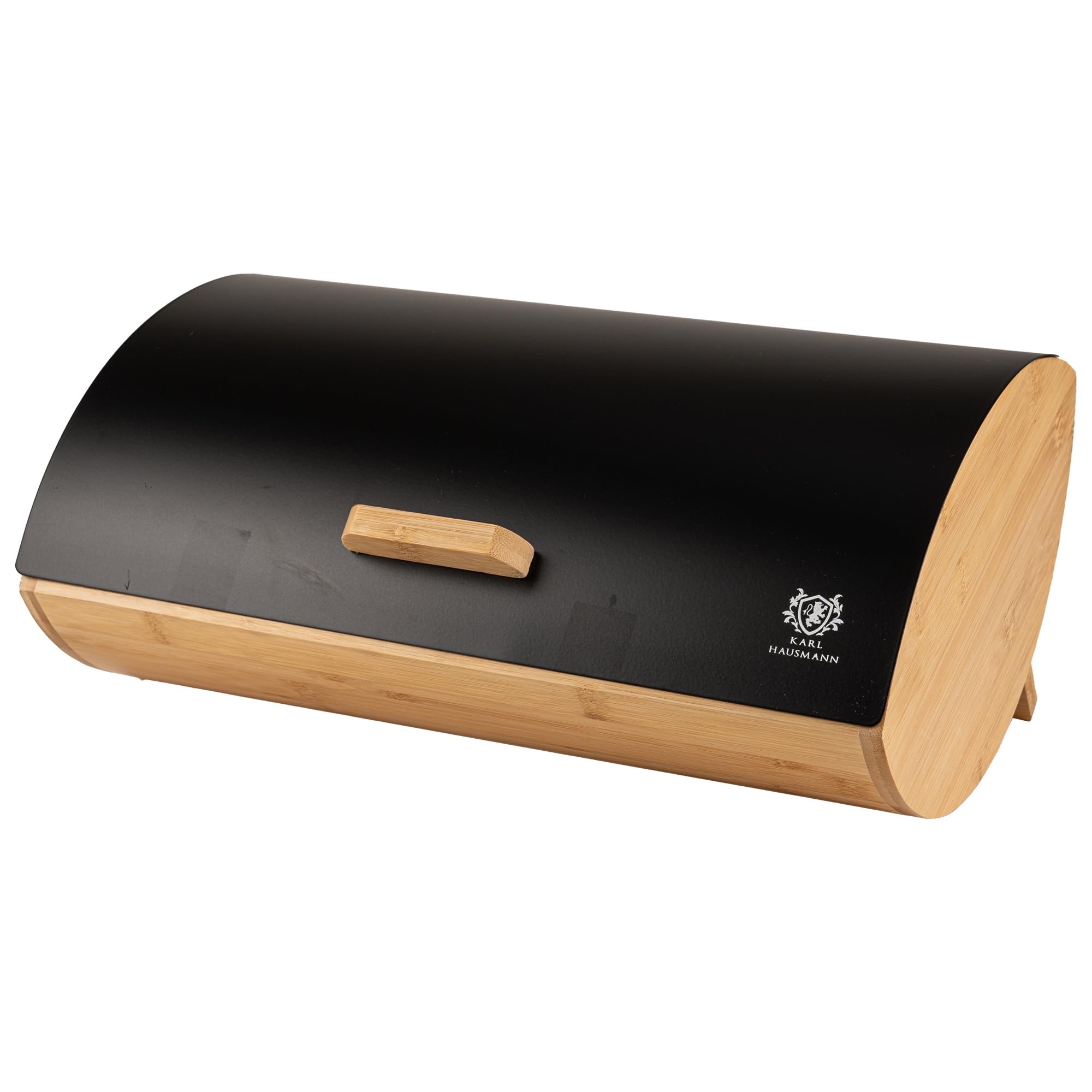 KARL HAUSMANN Porta Pane da Cucina con Coperchio - Nero Portapane Bambu - Moderno Contenitore per il Pane - Scatola Portapane in Metallo - Cassetta Portapane - Bread Box - 35 x 25 x 15,5 cm
