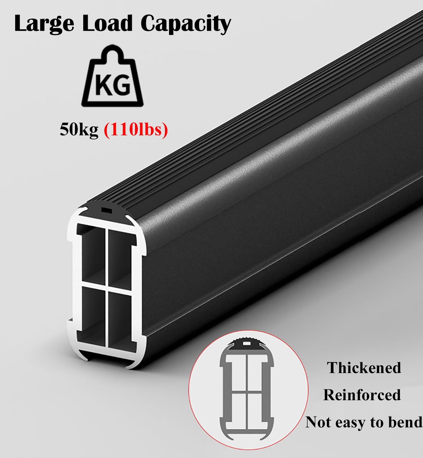Appendiabiti regolabile da parete 40 150 cm, barra appendiabiti in metallo per lavanderia, facile installazione, robusto perchero nero per armadio nization (50 cm 19,7 pollici)