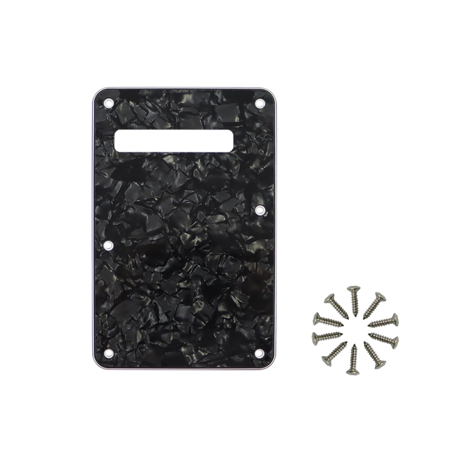 6-Hole Strat Backplate Cavity Cover for Fender, Black Pearl 4Ply