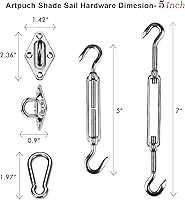 Vista 6 de Artpuch Kit de herrajes de 5 pulgadas de color gris de 12 x 16 pies