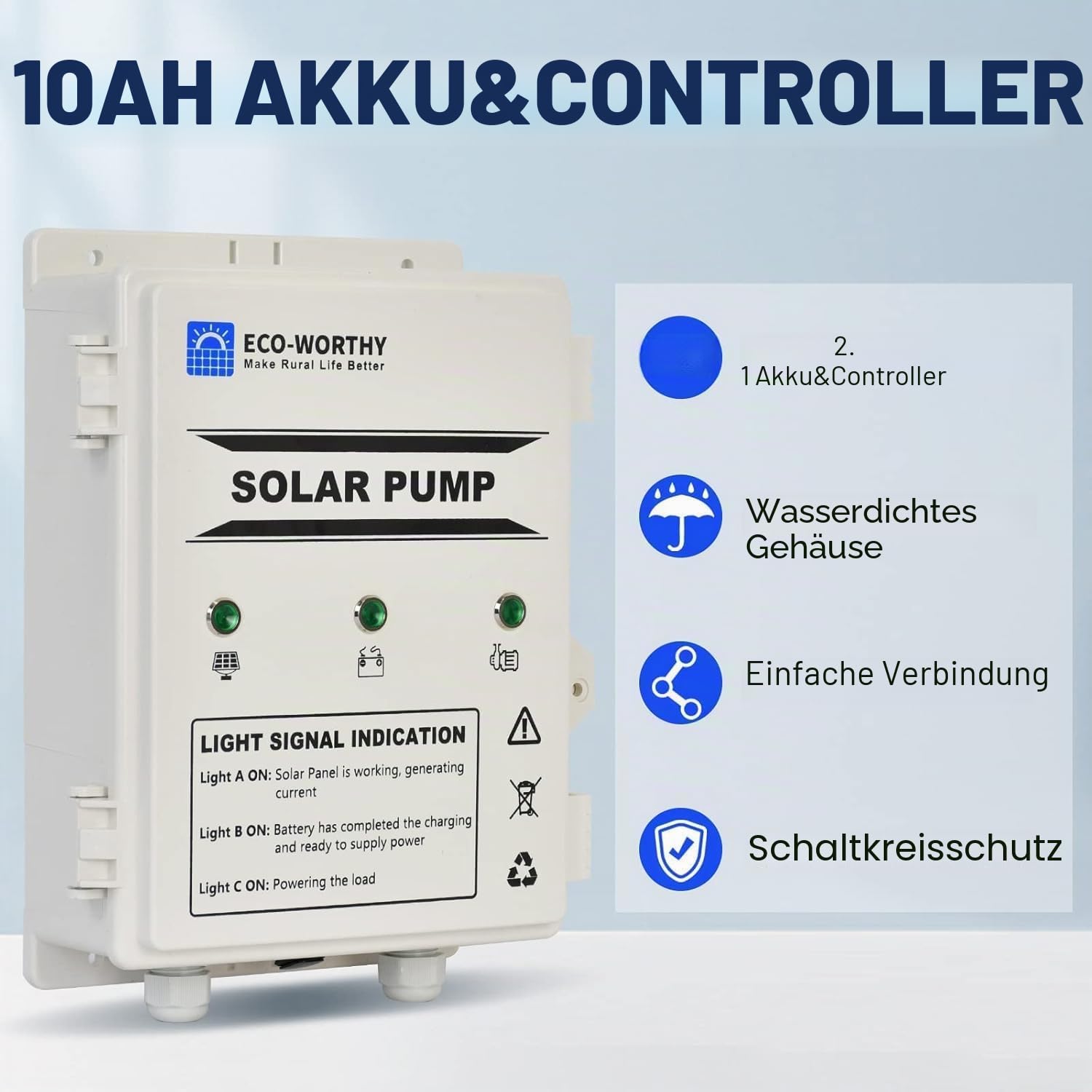 DCHOUSE Solar-Tiefenbrunnen-Wasserpumpen-Kit, 12-V-DC-Tauchwasserpumpe mit 120-W-Mono-Solarpanel, 10-Ah-Batterieregler für Brunnenteich, Home Farm, Edelstahl