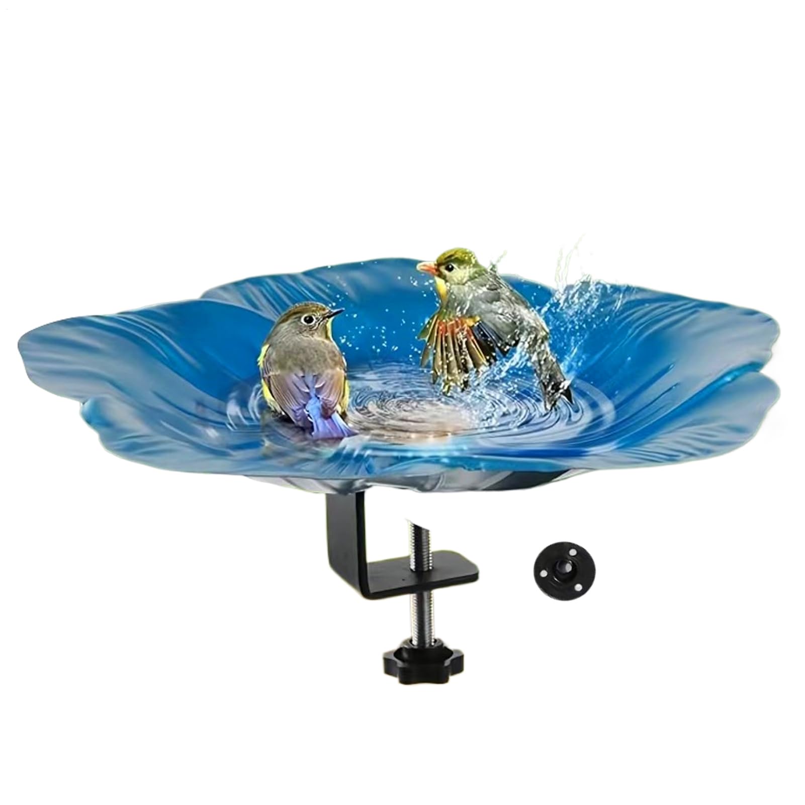 Bain d'oiseaux pour l'extérieur en métal avec fixation pour clôture et jardin