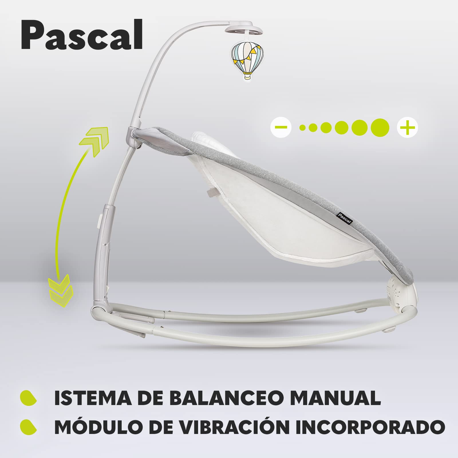 LIONELO Pascal baby bouncer delicadas vibraciones 12 melodías incorporadas con control de volumen ajuste del respaldo barra de juguetes interactivos plegable a tamaño compacto (Grey Dove) — view 3