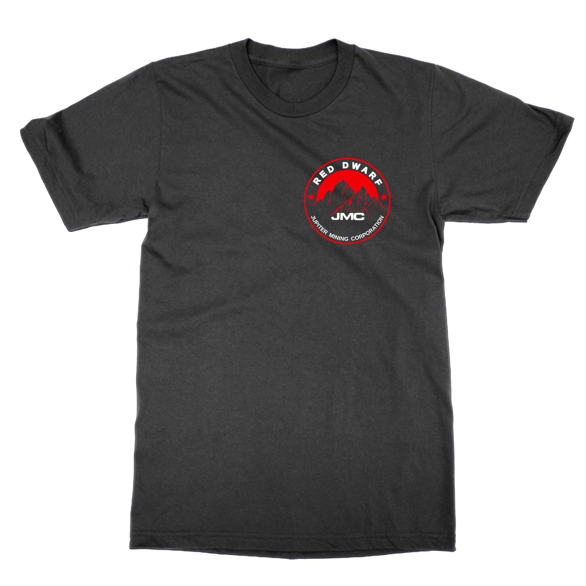 Cliquewear Men's Black Red Dwarf Jupiter Mining Corporation Logo Pocket T-Shirt (, Xl)