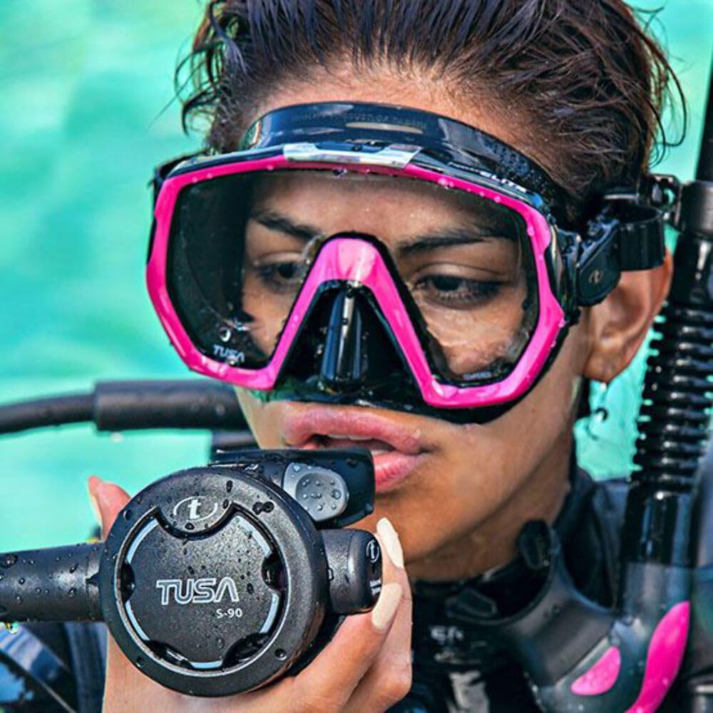 Tusa Elite Gafas Máscara de Buceo y Snorkeling Adultos, Silicona Negro/Verde