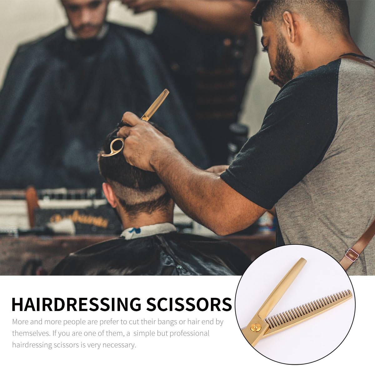 Alipis Juego de 2 Tijeras de Peluquería Profesionales de Acero Inoxidable Dorado, Cómodas Dañar el Cabello para Uso en Barbería Casa