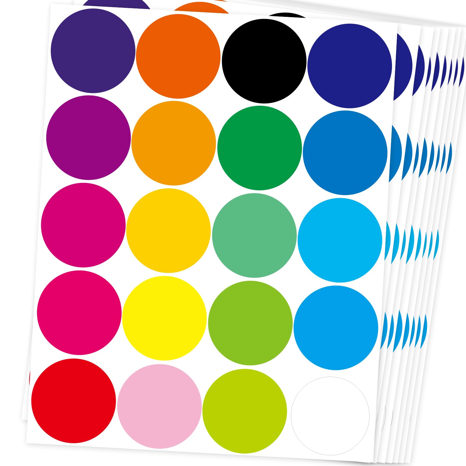 FindFunFine 500 Large Colored Dot Stickers 2 Inch Round Color Coding Labels Polka Circle Dot Label Sticker Adhesive Solid Assorted Colors for Office,Classroom 20 Colors