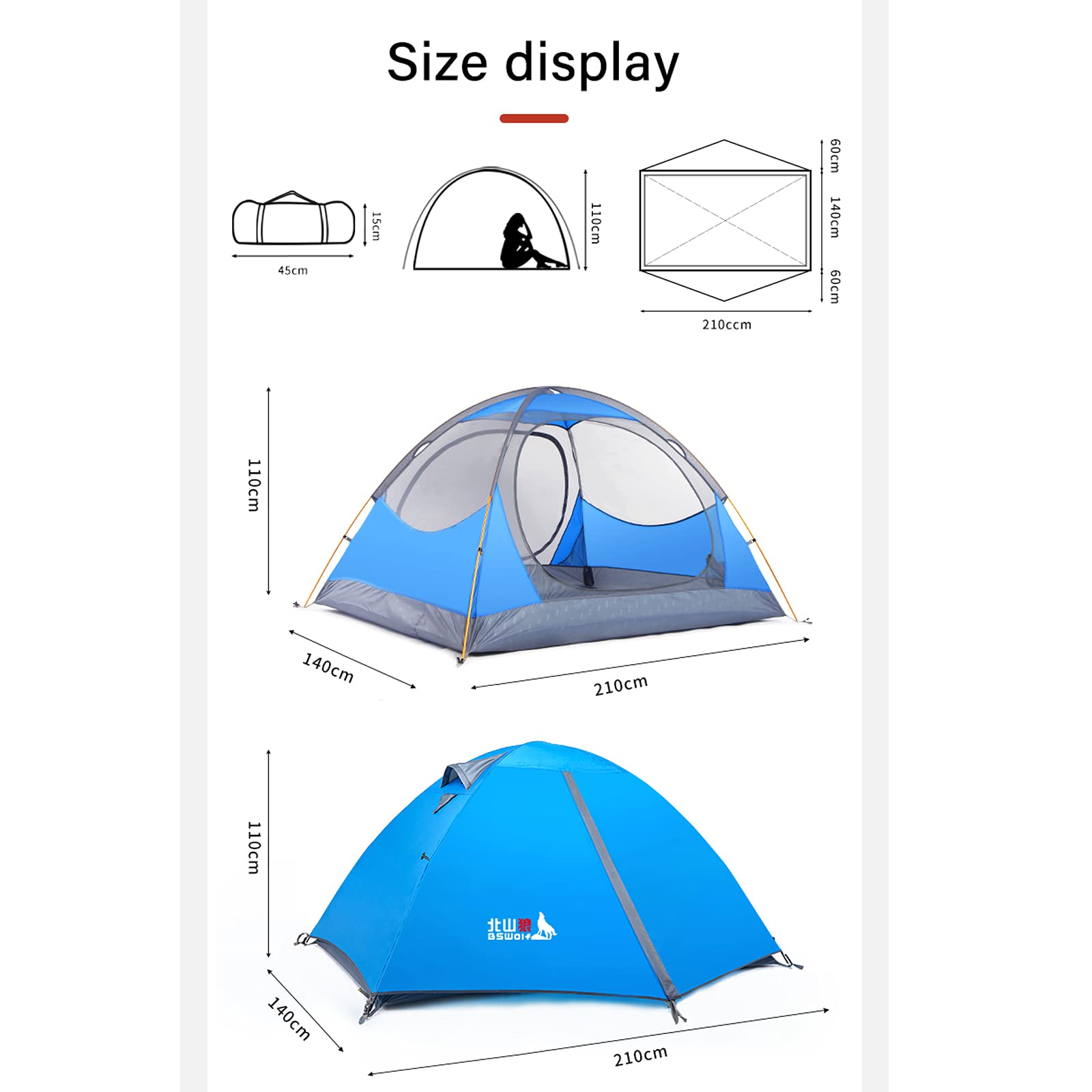 Tenda Campeggio 2 Posti con Prova di Vento And Impermeabile, con Borsa per Il Trasporto Facile da Montare, Tende Fit per Campeggio, Escursioni, Arrampicata,