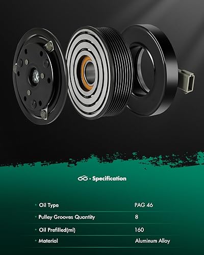 Miniatura 871 de SCITOO Compresor de CA para Acura TSX 2.4L 2004 2005 2006 2007 2008, CO 10849T Compresor de aire acondicionado con embrague 38810RBBA01 10360661