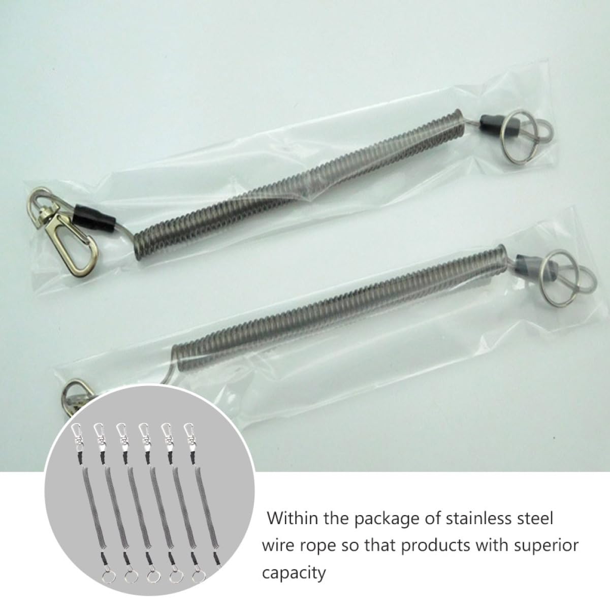 Housoutil 18piezas Cuerda Protectora Retráctil para Pesca Accesorios De Pesca Al Aire Llaveros Elásticos Mosquetón Uso Agua Dulce y Salada