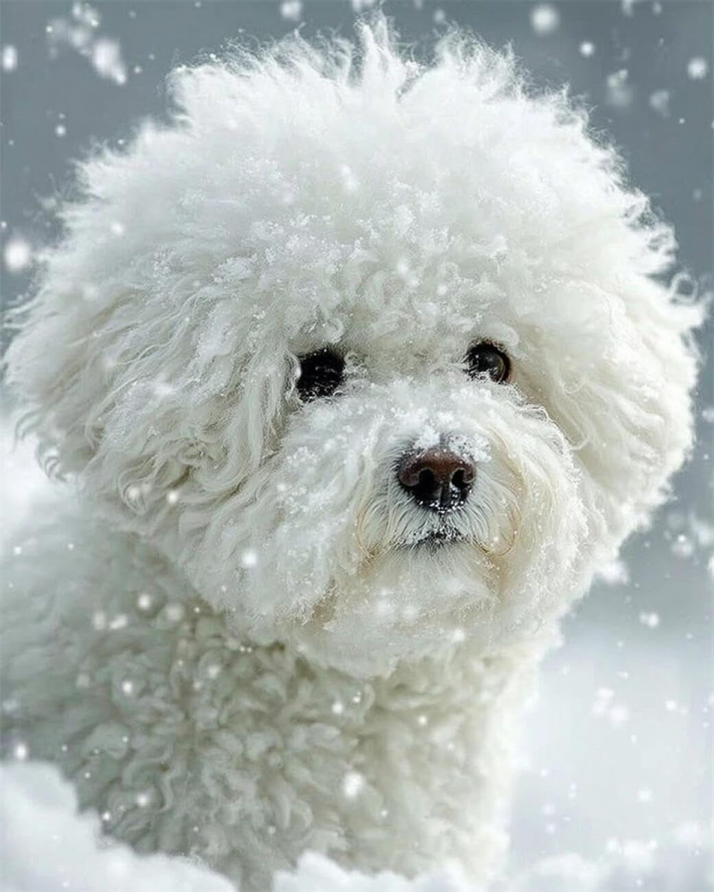 RKFLGEW DIY Seed Bead Embroidery Kits Cartoon White Dog 50x70cm