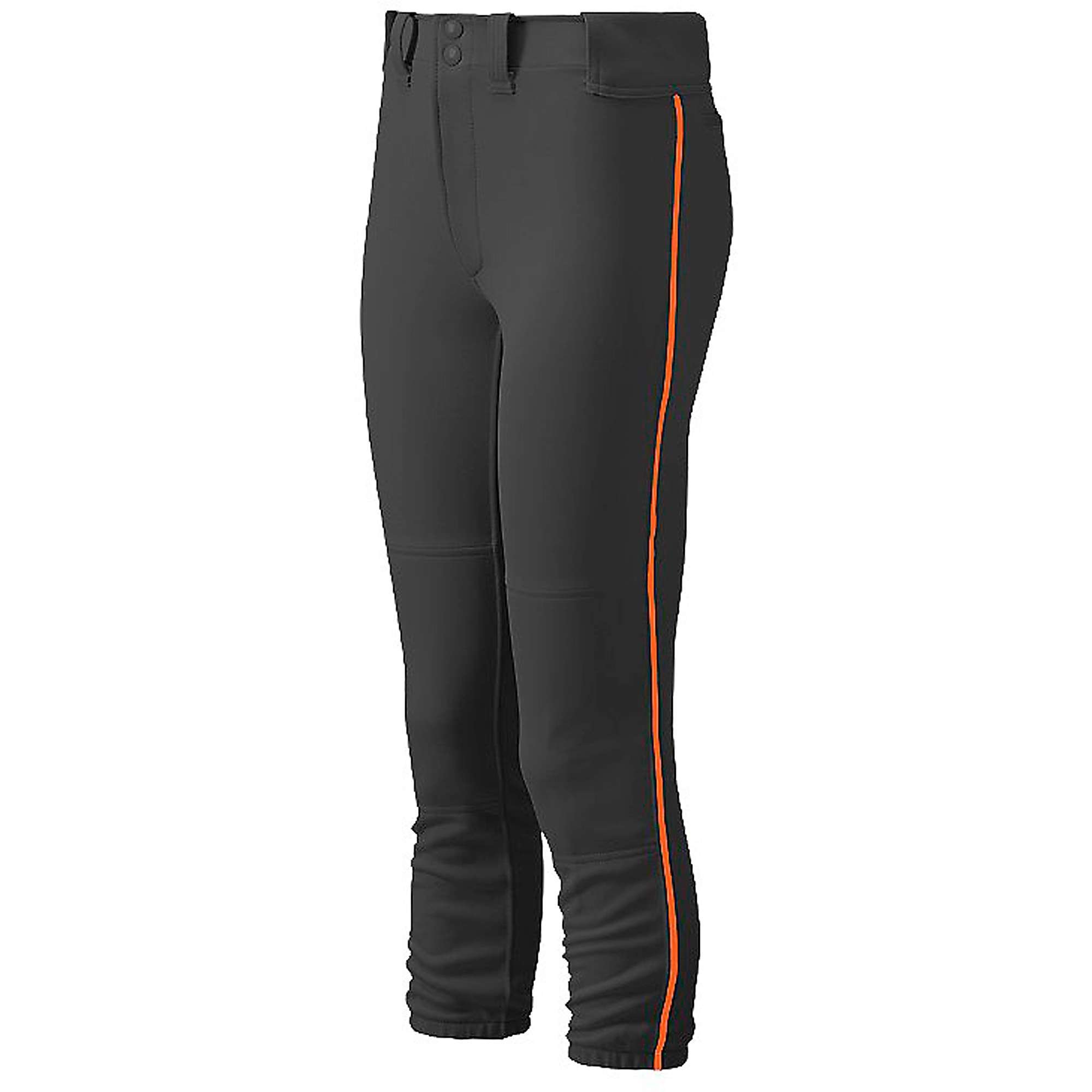 Mizuno Women's Belted Piped Softball Pant, Black/Orange, XL