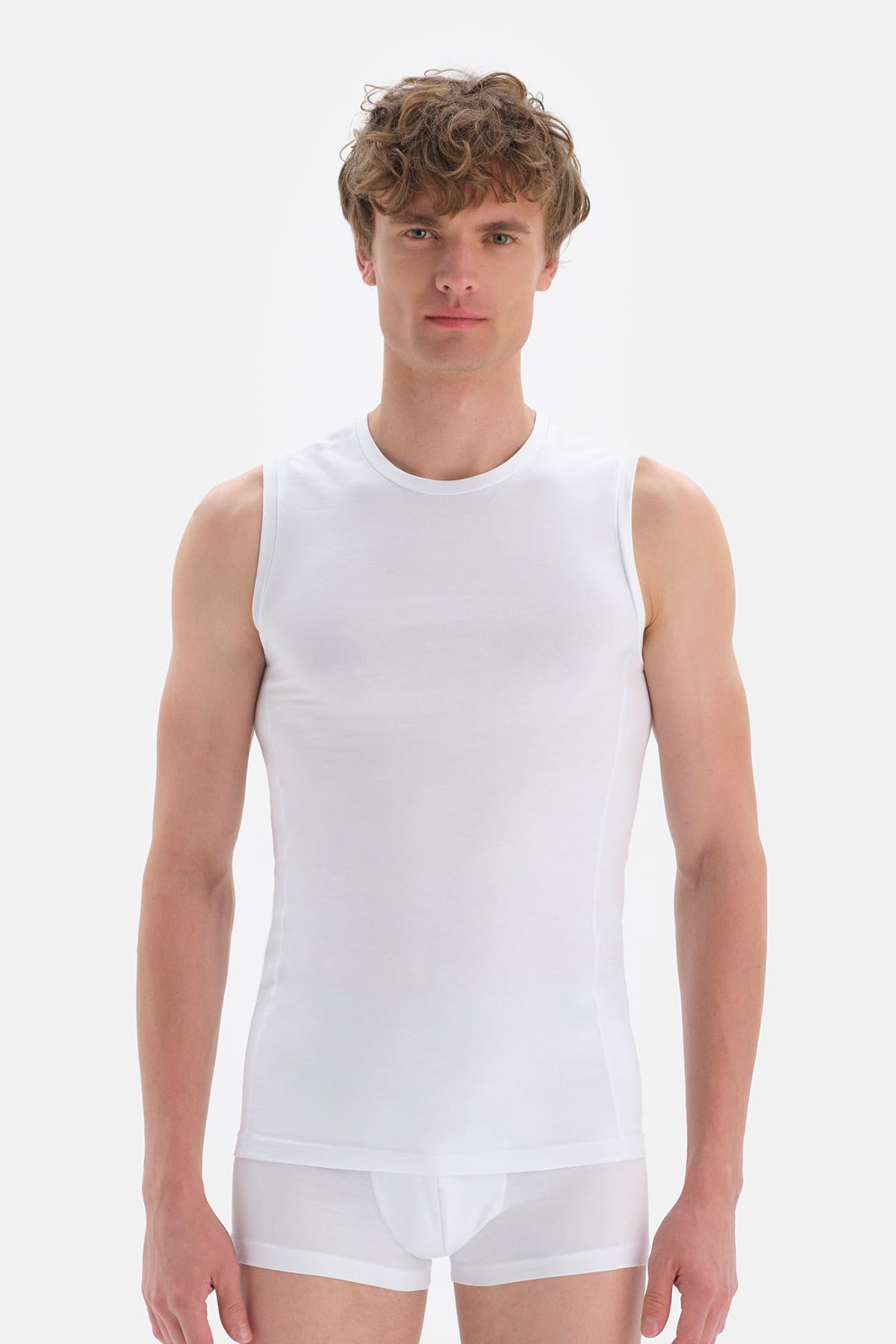 Erkek D5090 Compact Kolsuz O Yaka T-shirt, Pamuk