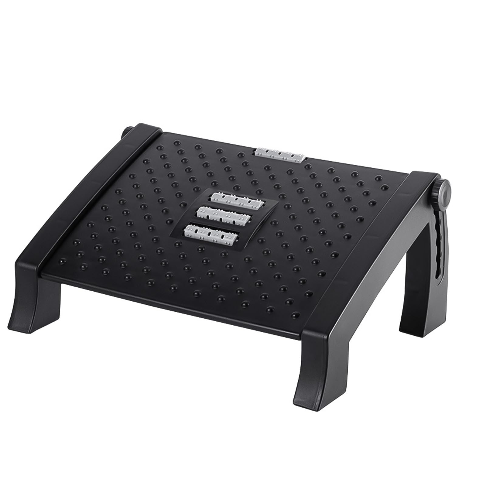 Reposapiés antideslizante de altura ajustable con tabla de masaje, 6 reposapiés de altura ajustable, para oficina, hogar, color negro