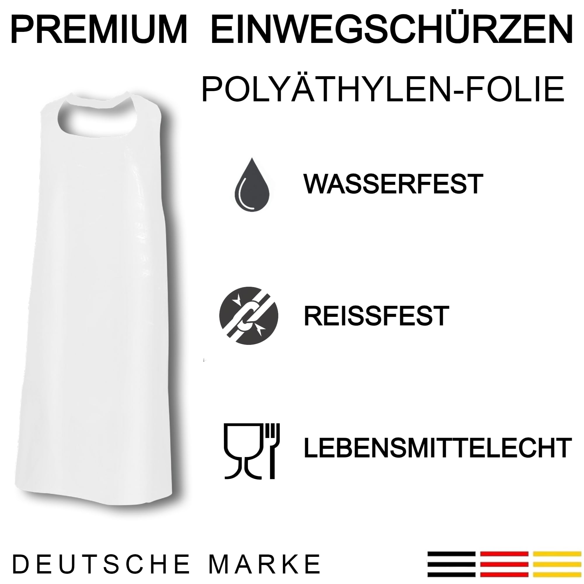 TronicXL Lot de 100 tabliers jetables Metzger 145 x 76 cm - En plastique - Pour cuisine, laboratoire, bistrot, boucherie, équipement d'hygiène, équipement de travail