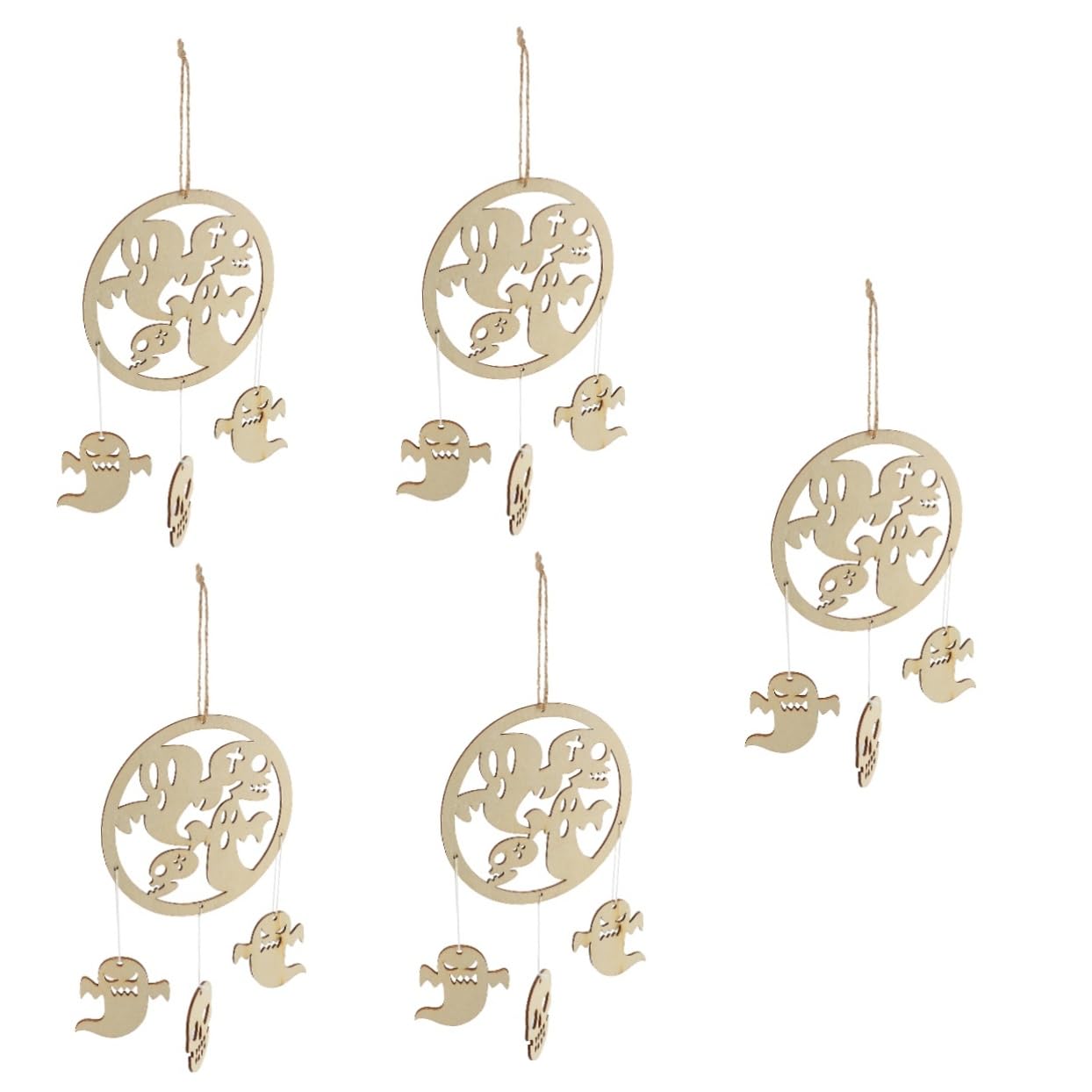 BESPORTBLE 5pezzi Decorazione Legno Per Halloween Ciondolo Da Appendere Con Design Di Vento e Zucche Per Festeggiare e Abbellire e Terrazze