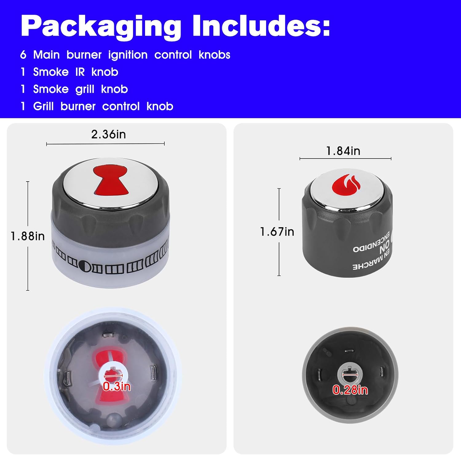 RO6G Upgrade Grill Knobs Kit 67692 Replacement Weber Summit 660/670 Control Knob with 6 Main Burner Knob, 1 IR Knob, 1 Smoke and 1 Grill Burner Control Knob - 9 Pack