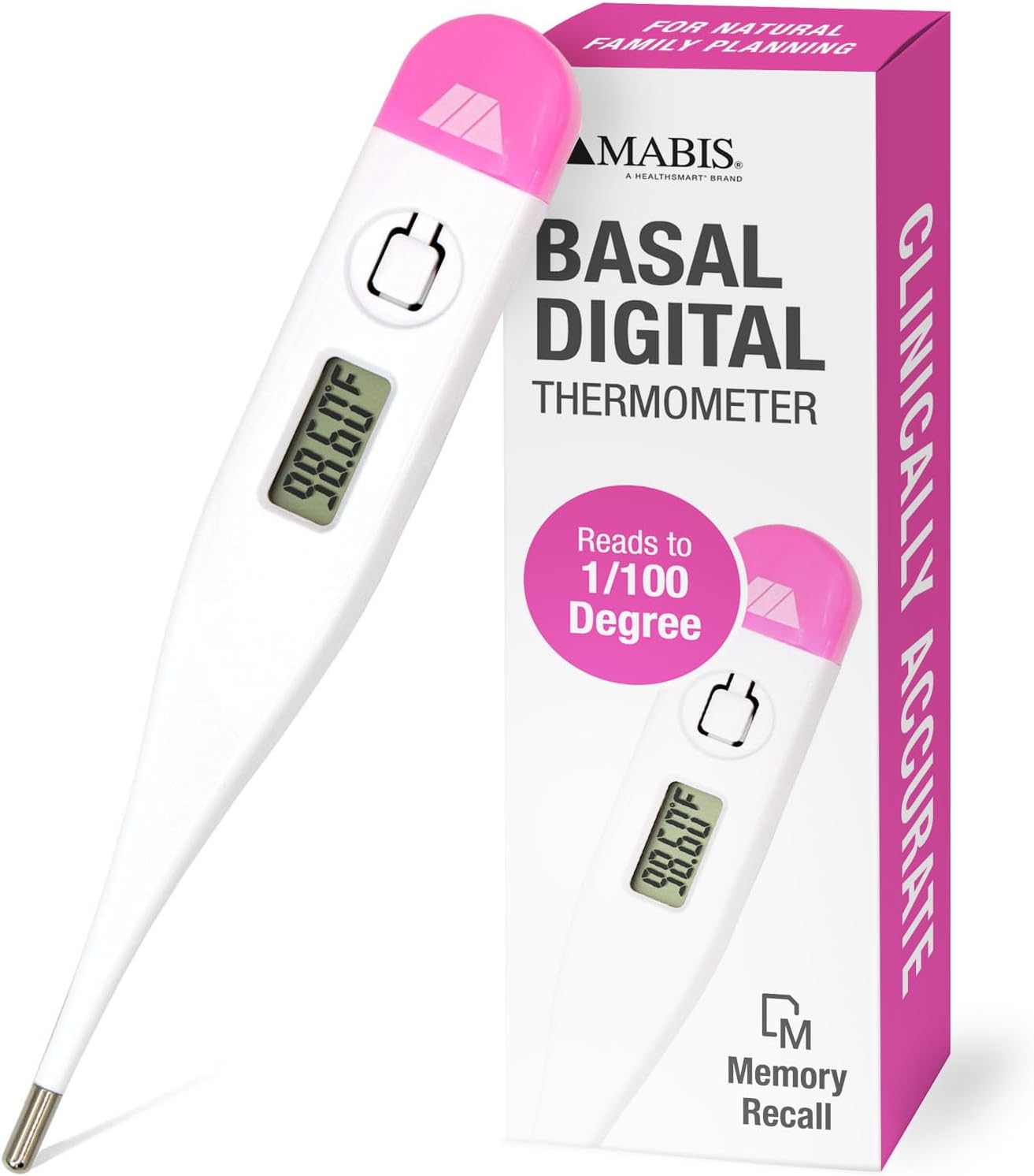 MABIS Digital Basal Body Thermometer for Ovulation Tracking, Fertility, Period Tracking and Natural Family Planning with Beeper and Memory, Oral Use Only