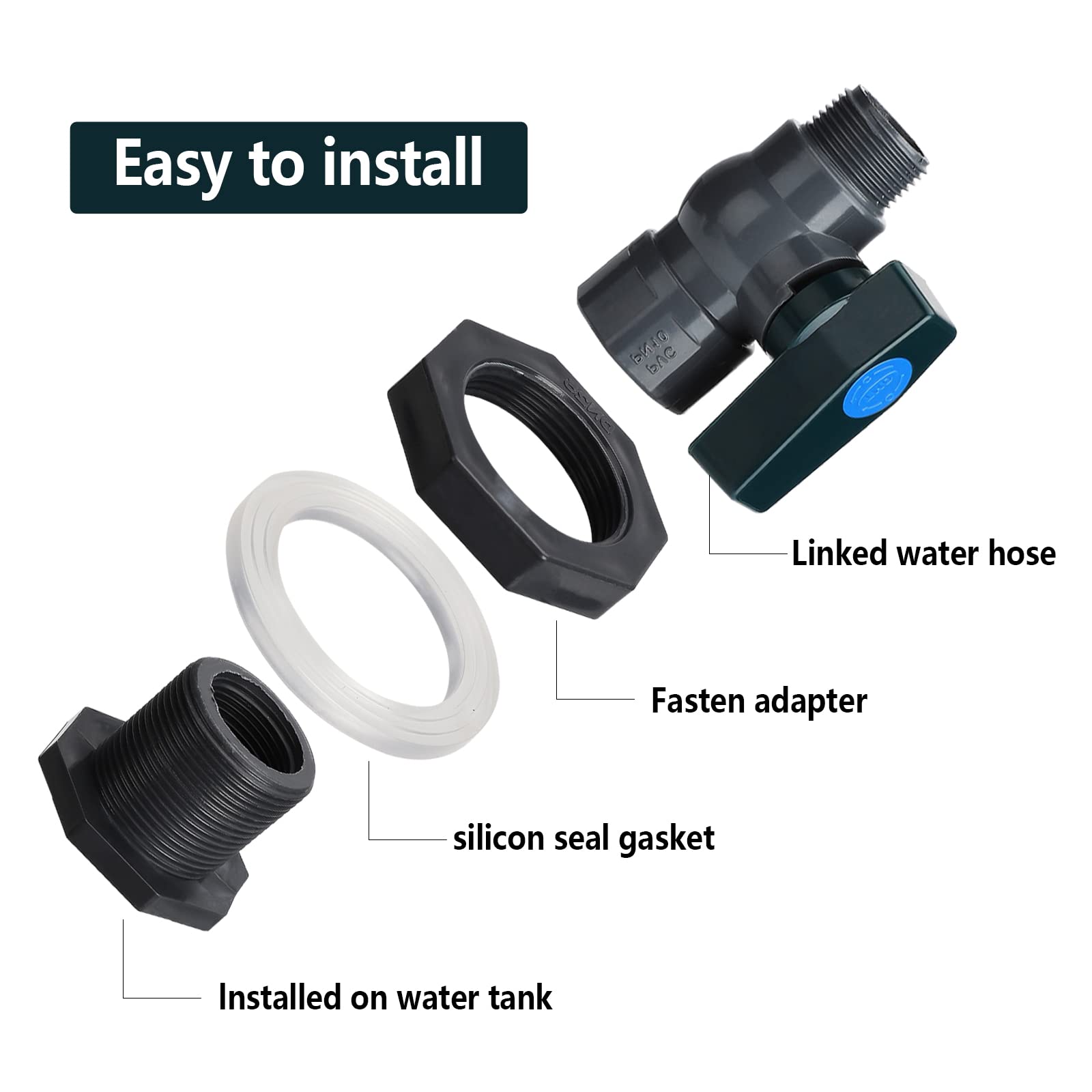 YMYNY Sinolofty Connector PVC Serbatoi D'acqua Rubinetto Per Barile Di Pioggia In Pvc Da 34 Di Pollice Con Raccordo A Paratia E Adattatore Per Tubo Flessibile 87147107