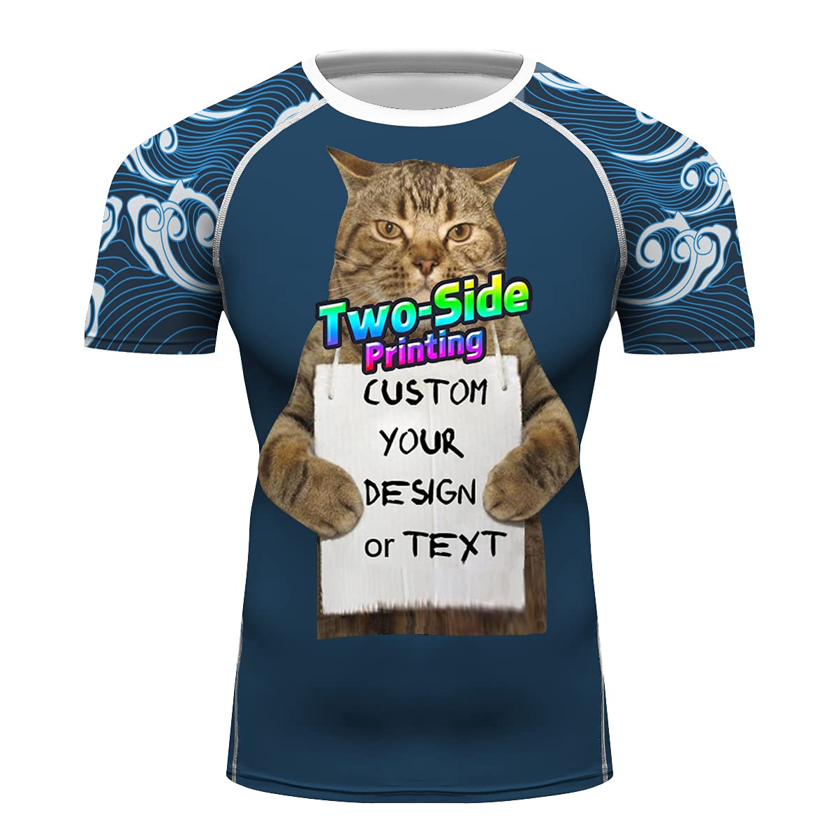 Custom Mens Tshirt Add Your Design Text Short Sleeve Compression Top