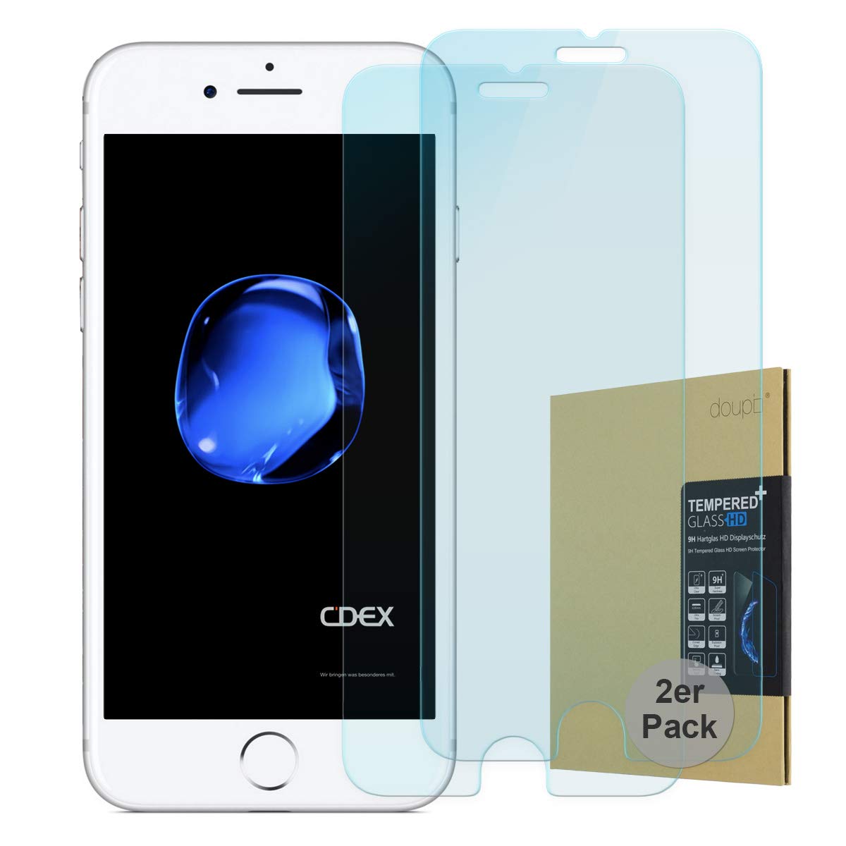 doupi 2X Screen Protector for iPhone 8 Plus / 7 Plus (5,5 inch) - Image 2