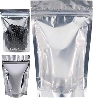 100 PCS Lolly Bags with Clear Window,10x15CM Stand Up Aluminum Foil Food Bags, Smell Proof Reclosable Reusable Food Pouche...