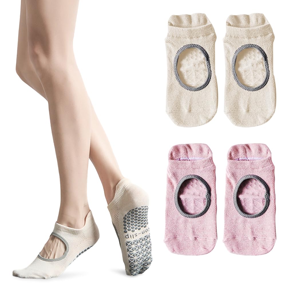 PROBEROS® Yoga Socks for Women, Breathable Cotton 5-Toe Sock for Women, Anti Skid, Elastic Strap Design for Pilates, Dance, Barre, Home Workout & Barefoot Fitness