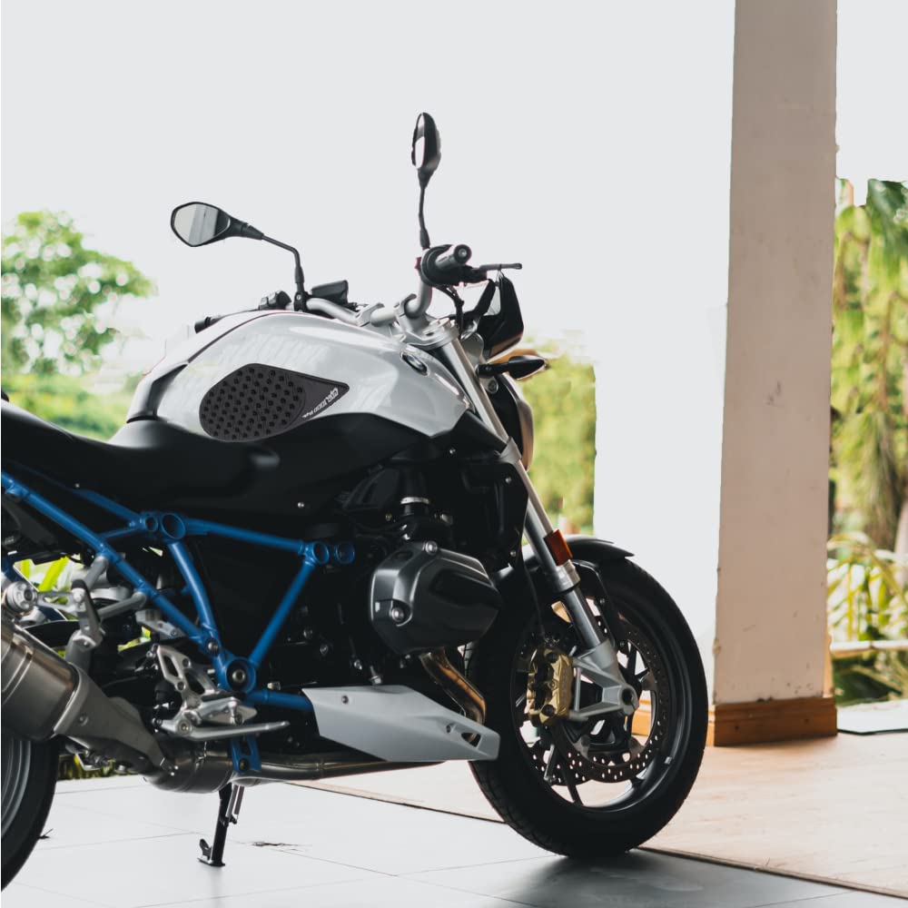 Adesivi laterali per serbatoio da moto Grip per le ginocchia Protettori in gomma nera Gas serbatoio Traccia Compatibile con e la maggior parte delle moto con serbatoio in metallo