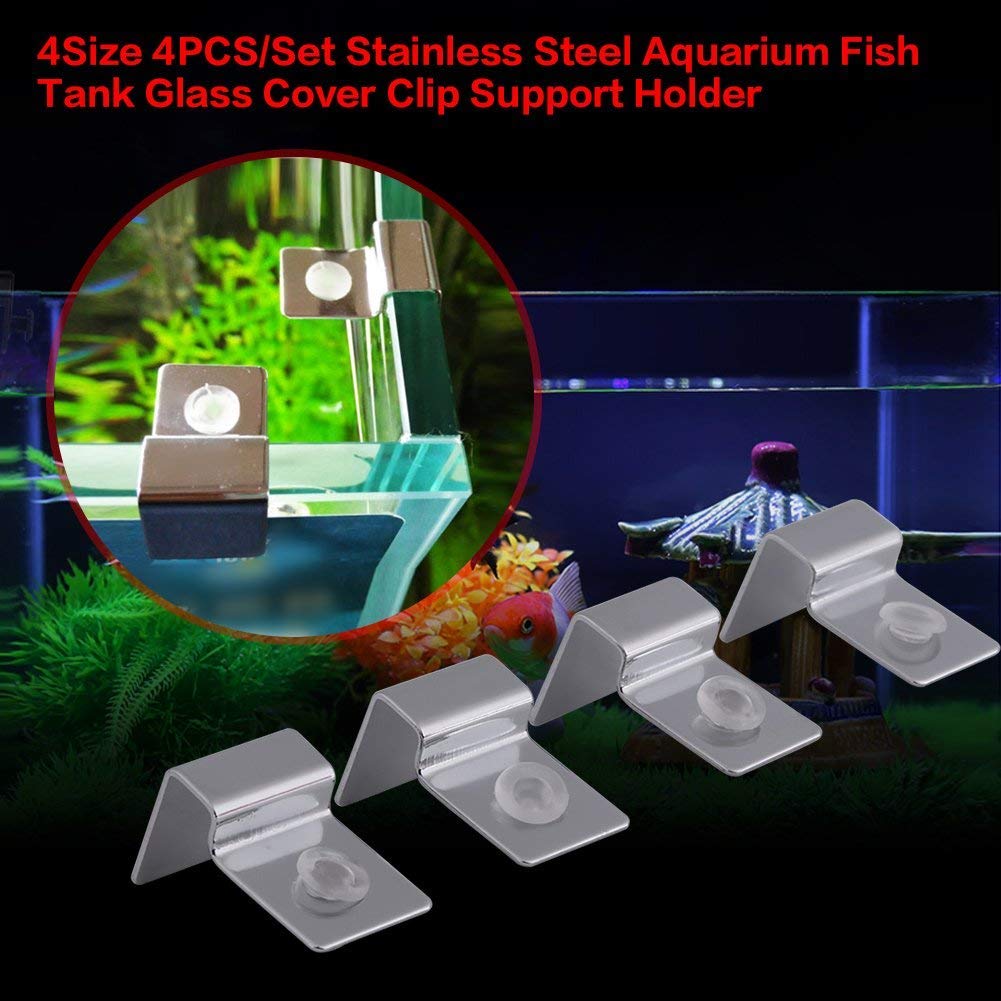 4 Taille 4 PCS/Set Aquarium Verre Couvercle Clip Support en Acier Inoxydable pour Fish Tank Couvercle en Verre avec Gel De Silice Tapis