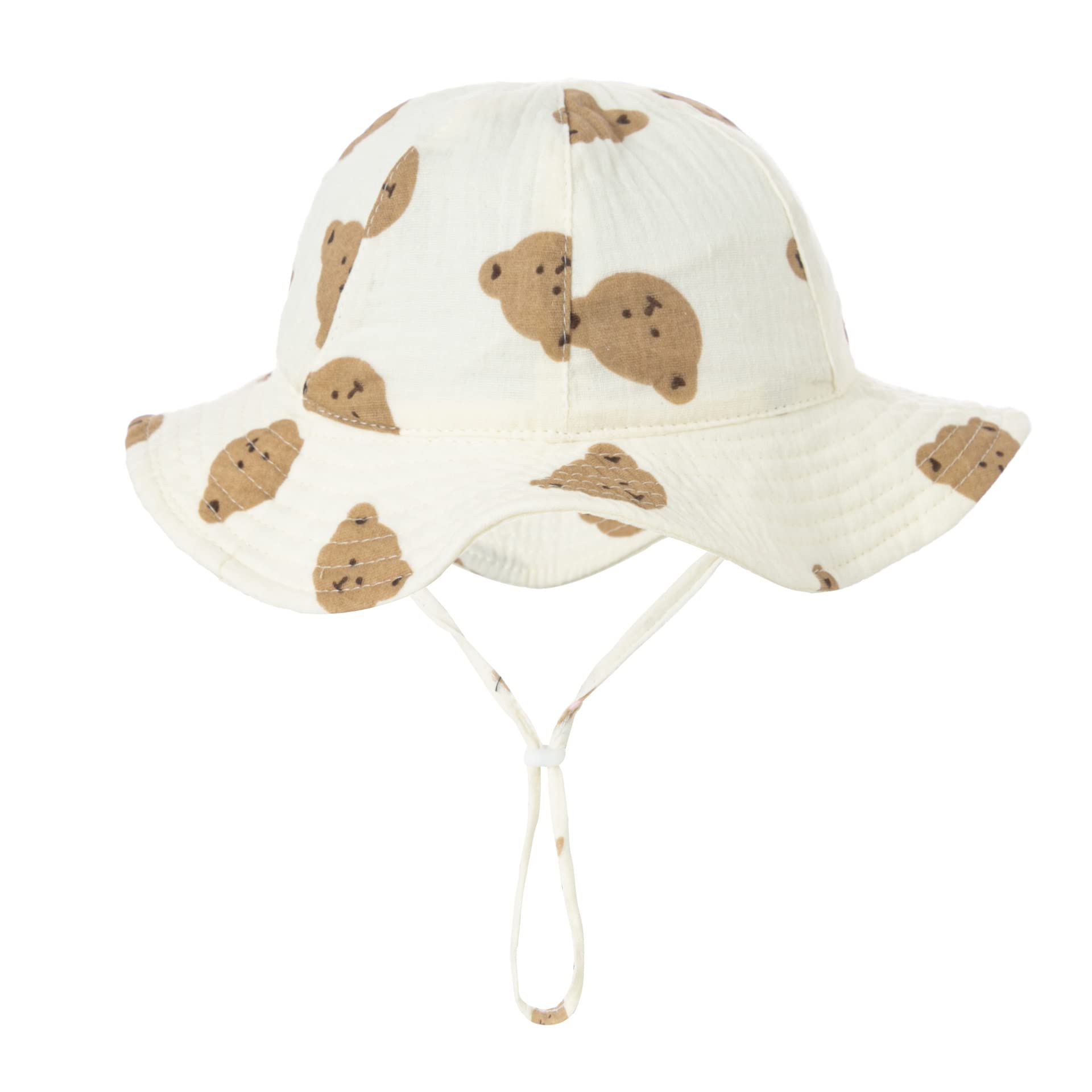 PythJooh Infant Baby Girl Boy Cotton Sun Hat Newborn Soft Cotton Bucket Hats with Adjustable Chin Strap for 3-12Months — view 22