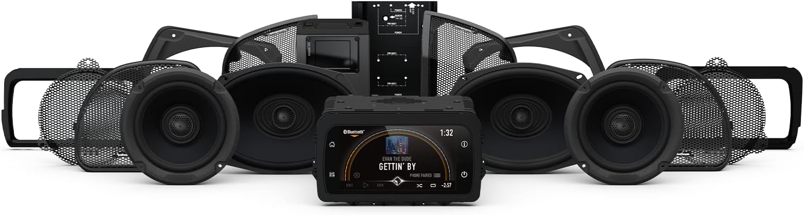 HD14-PMX-STG3 Audio System: PMX-HD14 Receiver, Fairing Speakers, 800-Watt Amp, and Saddlebag Speaker Kit for Select 2014-2023 Harley-Davidson Road Glide & Street Glide Models