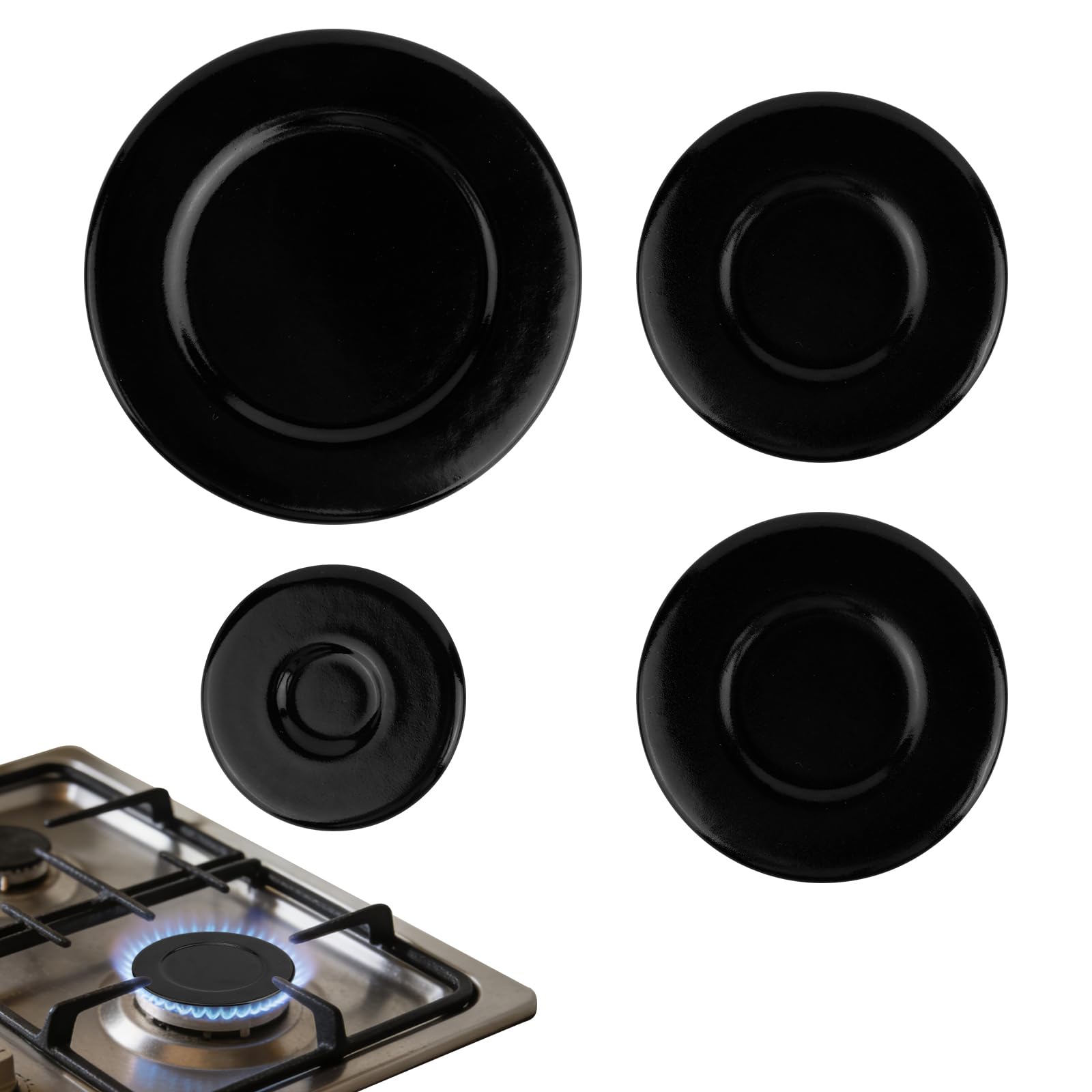 4uds Tapa Quemador Cocina Gas para SABAF, Duraderas Hierro Refinado Cubierta Quemador Cocina Gas para Garantizar Calor Uniforme y Estabilidad de Llama (Superficie Cóncava)