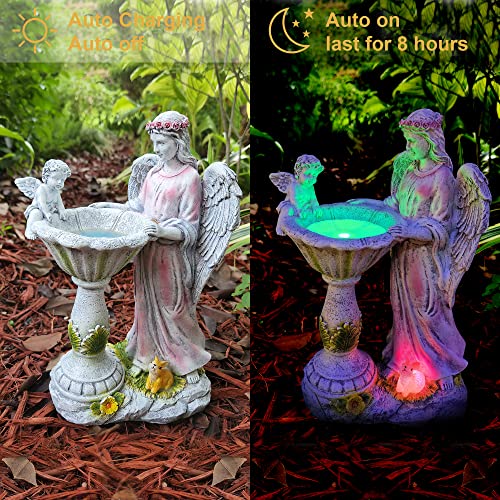 Voveexy Solar Garden Statue Outdoor Décor, Angel Garden Figurine With Color Changing Light Outdoor Statue Resin Sculpture Lawn Ornament Waterproof Yard Art For Patio Lawn Yard Housewarming Garden Gift #TOP3