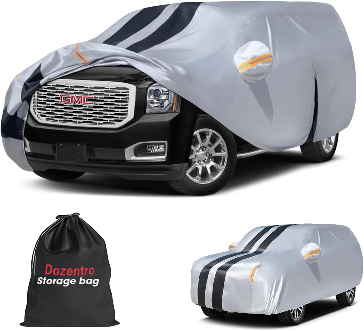 Large SUV Car Cover for GMC Yukon XL (2000-2025) 100% Waterproof All Weather, Heavy Duty Outdoor Full Exterior Covers Rain Sun Wind UV Protection.