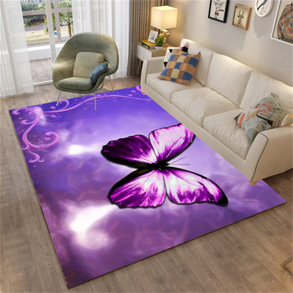 Alfombras Skull Fuego Habitacion Juvenil Chico Infantiles Niño Sin Pelo Grande/Pequeñas Alfombras Salon Mariposa Lobo Rosa Modernas Alfombras De Lavable Alfombras De Juegos (Púrpura,80 x 160 cm)