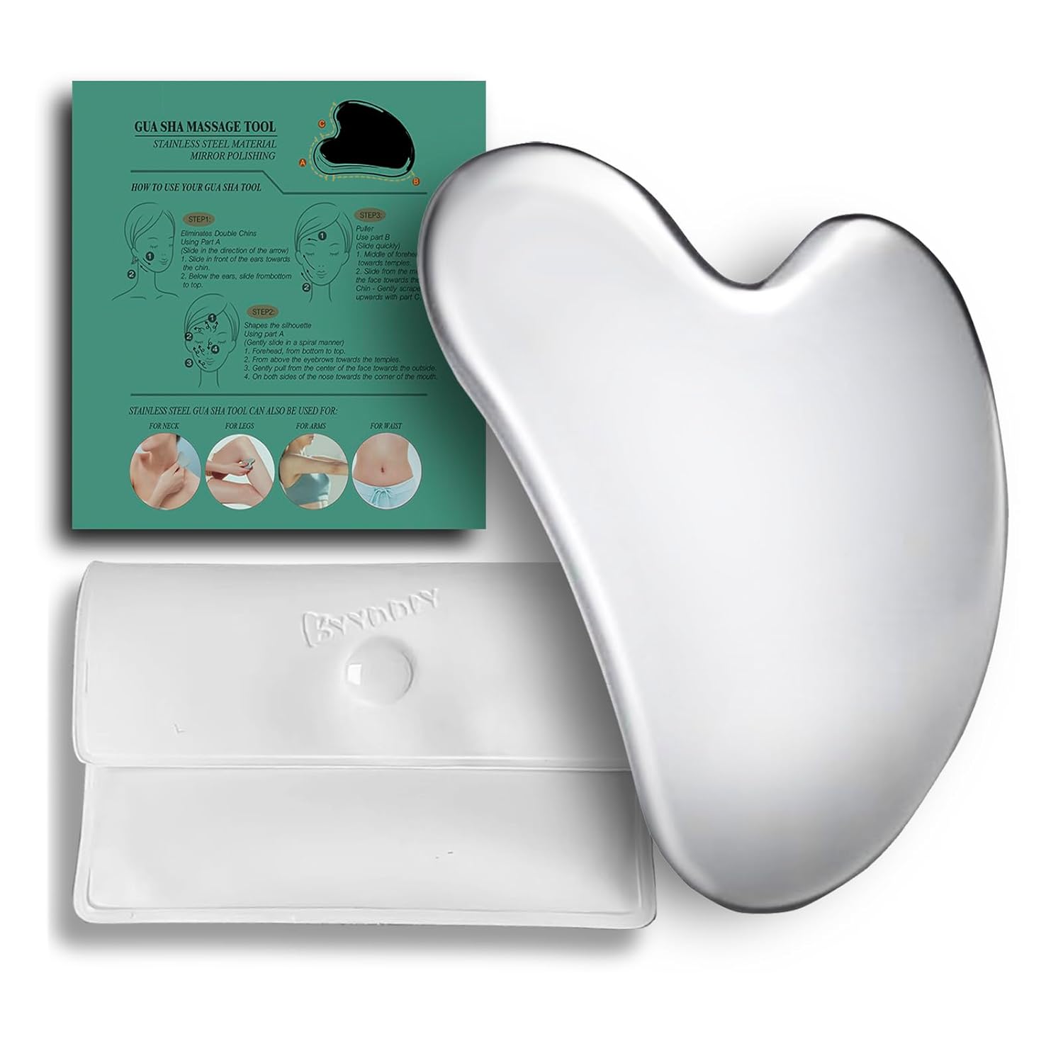 BYYDDIY Spherical Surface Stainless Steel Gua Sha Facial Tools Metal Gua Sha for Face Tighten Skin Massage Guasha