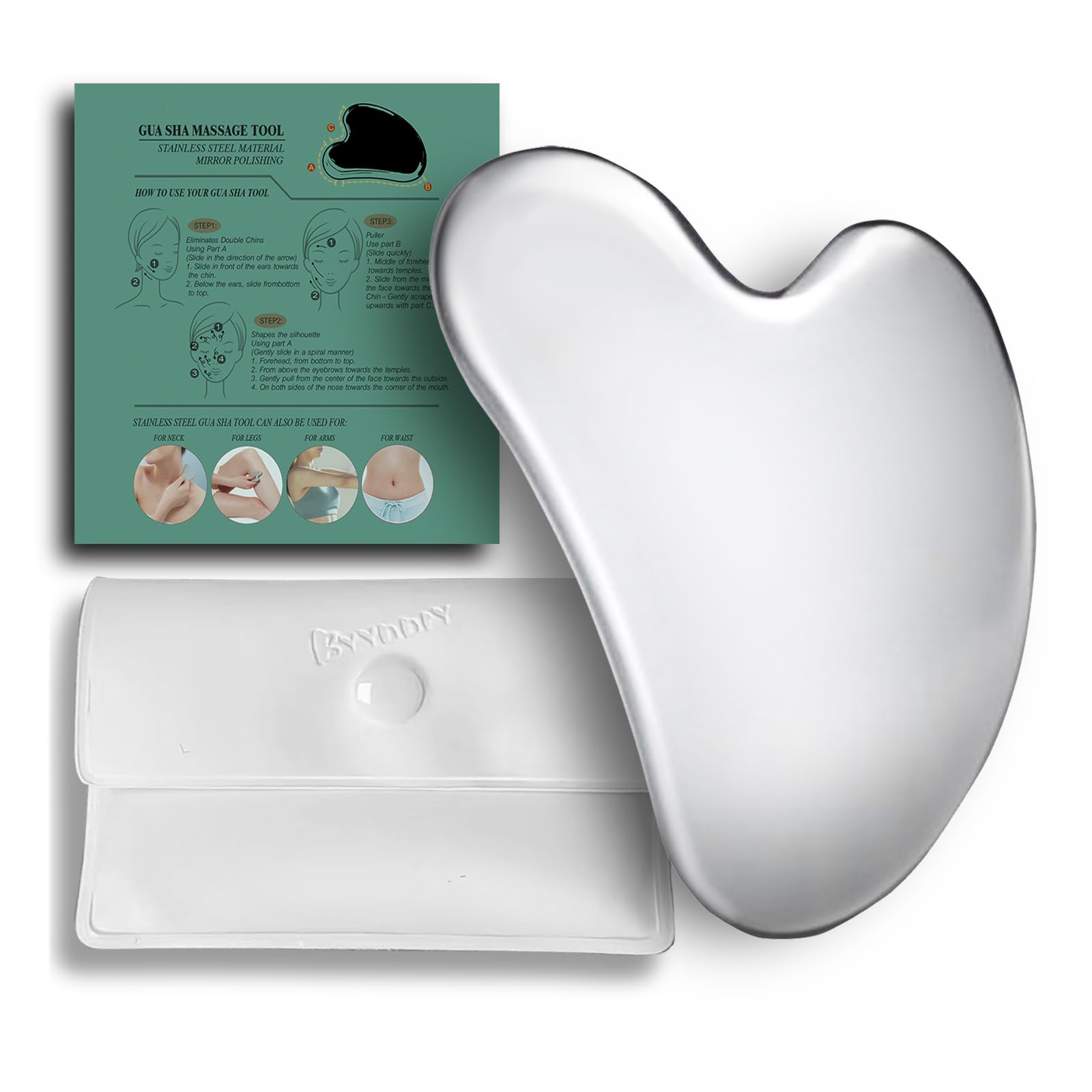 BYYDDIY Spherical Surface Stainless Steel Gua Sha Facial Tools Metal Gua Sha for Face Tighten Skin Massage Guasha