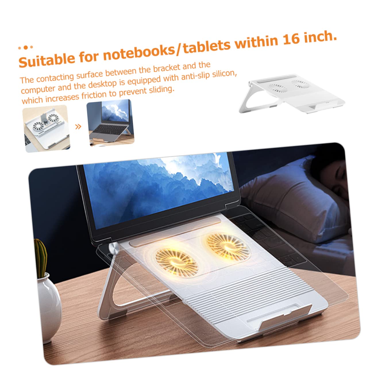 Blanco Soporte Silicona para 3800 Duales Ventiladores y Portátil