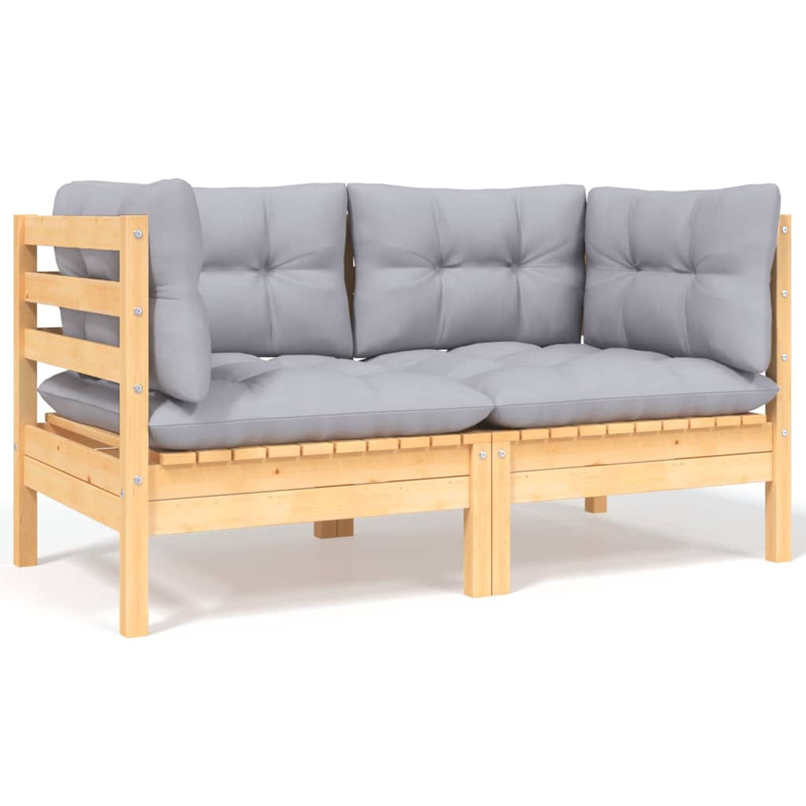 Homgoday Sofá de jardín 2 plazas con Cojines Grises Madera Maciza pinosofa Exterior palets Madera Sofa palets Exterior